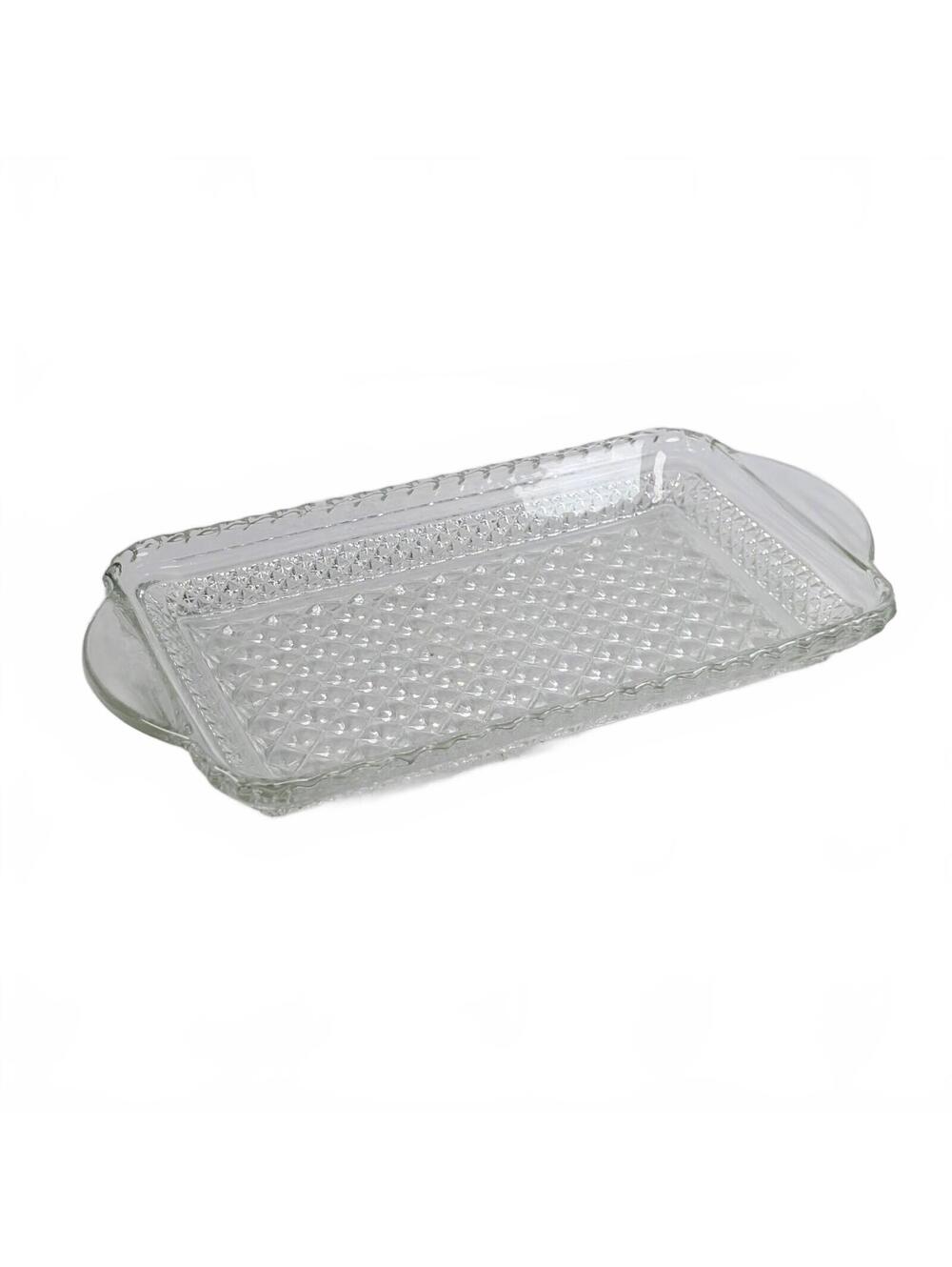 Vtg Anchor Hocking Wexford Clear Pressed Glass Platter Tray